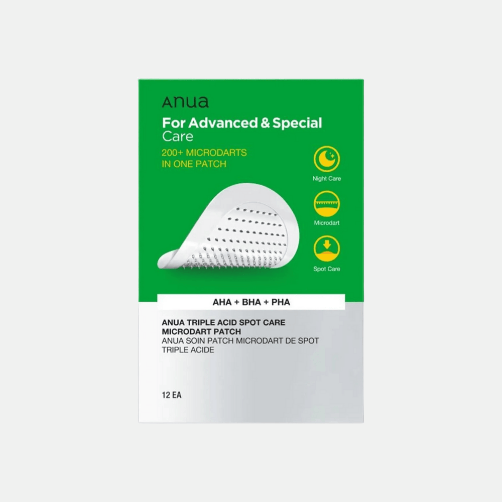 ANUA | Parches Granitos. Triple Acid Spot Care Microdart Patch – 12 EA